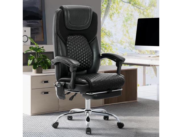 2-Pack Massage Office Chair with Heat and Footrest, Ergonomic Reclining Leather Executive Computer Desk Chair with Wheels, Big and Tall Adjustable...