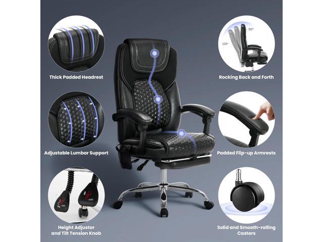 2-Pack Massage Office Chair with Heat and Footrest, Ergonomic Reclining Leather Executive Computer Desk Chair with Wheels, Big and Tall Adjustable...