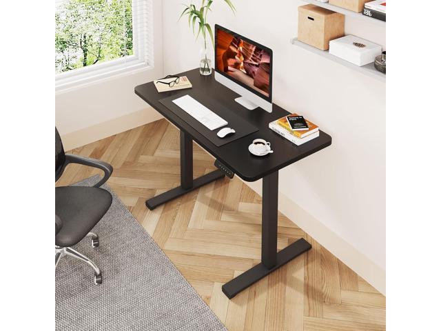 One-Piece Standing Desk 40 x 24 Inches, Small Adjustable Height Desk for Small Space Electric Sit Stand Desks Home Office Computer Workstation, Black