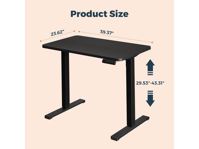 One-Piece Standing Desk 40 x 24 Inches, Small Adjustable Height Desk for Small Space Electric Sit Stand Desks Home Office Computer Workstation, Black