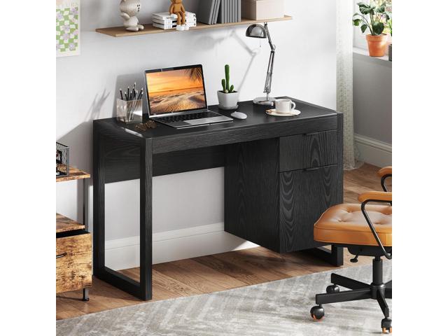 Tangkula Computer Desk with Storage Cabinet & Drawer, White Wooden Home Office Desk, PC Laptop Workstation Study Writing Desk with Smooth Surface,...