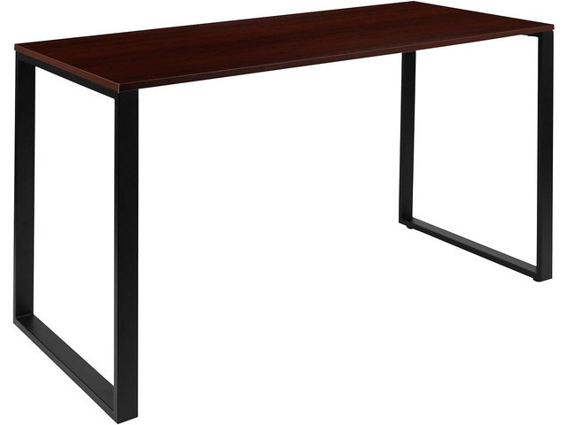 Flash Furniture Modern Commercial Grade Desk Industrial Style Computer Desk Sturdy Home Office Desk - 55' Length (Mahogany)
