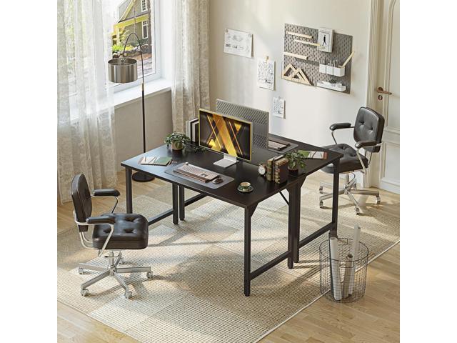 Grandder 47 inch Computer Desk, Home Office Desk Study Writing Kid Table, Simple PC Gaming Desk, Adjustable Feet, Black