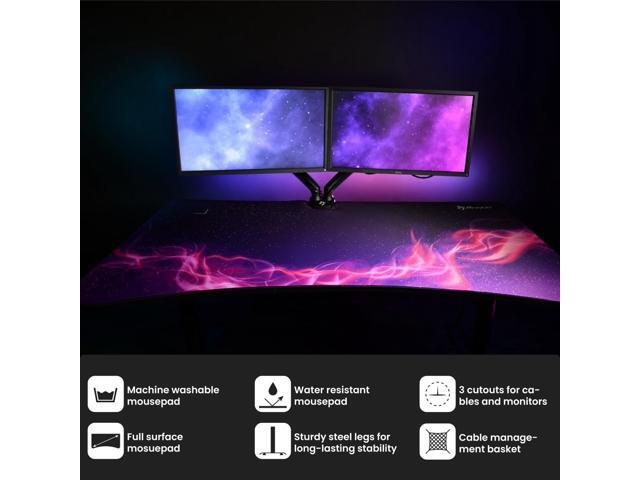 Arozzi Arena Special Edition Ultrawide Curved Gaming and Office Desk with Full Surface Water Resistant Desk Mat Custom Monitor Mount Cable...