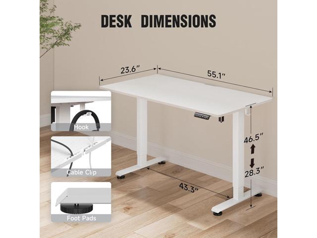 Veken 55 Inch, Height Adjustable Sit Stand Up, Wood Desktop, Work Home Office Computer PC Table, Tall Standup Workstation, Gaming Writing Study...
