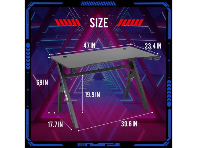 Computer Desk Gaming Desk Student PC Desk Writing Desk Office Desk Modern Ergonomic Racing Style Table Workstation Carbon Fiber Headphone Hook...
