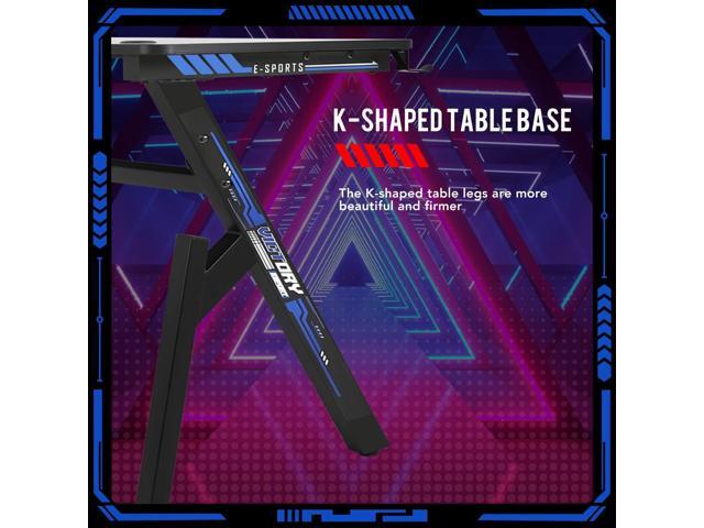 Computer Desk Gaming Desk Student PC Desk Writing Desk Office Desk Modern Ergonomic Racing Style Table Workstation Carbon Fiber Headphone Hook...
