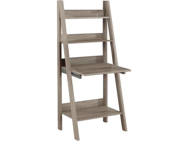 Monarch Specialties Ladder Desk-Bookcase-Wall Bookshelf-Stand Shelf, 61' H, Dark Taupe