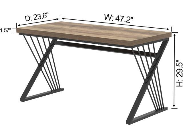 FOLUBAN Computer Desk, Modern Home Office Desk, Industrial Wood and Metal Study Writing Work PC Table for Bedroom Living Room, Rustic Oak, 47 Inch