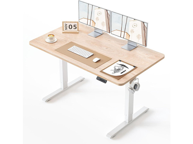 BANTI 48 × 24 Inches Standing Desk, Ergonomic, Electric Height Adjustable, Sit and Stand Up, Computer Office Desk with Splice Board, White...