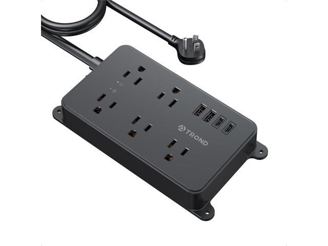 TROND Surge Protector Power Strip with USB, 10ft Extension Cord, ETL Listed, 5 Widely-Spaced Outlets with 4 USB Ports, 1300J, Low-Profile Flat...