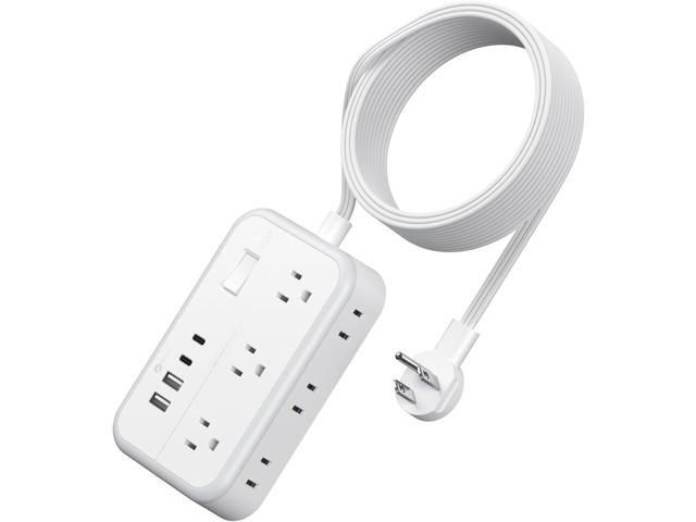 Extension Cord 15 ft, Surge Protector Power Strip with 6 Outlets 4 USB Charger(2 USB C Port), Flat Plug Outlet Extender Long Cord, Protection for...