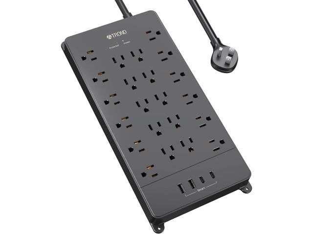 TROND Surge Protector Power Strip, 5ft Flat Plug Extension Cord with Multiple Outlets, 22 Widely Spaced AC with USB Ports, 4000 Joules, Heavy Duty,...