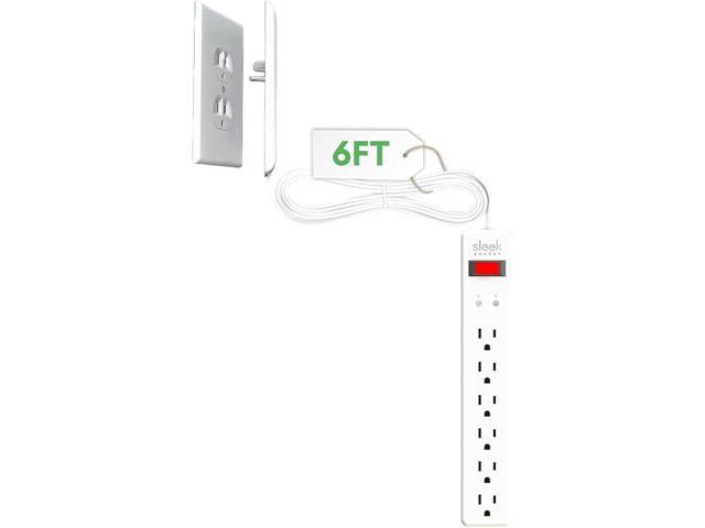 Sleek Socket Original & Patented Ultra-Thin Outlet Concealer with Cord Concealer Kit, Flat Extension Cord with Multi Outlets Surge Protector Power...