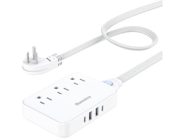 Innovative Power Strip, Cord Removable Design (4FT), Huntkey 3 Outlets Non Surge for Cruise, Travel Power Strip with 4 USB Ports (2 USB-C, 2...