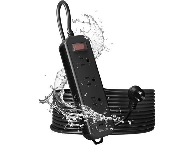 Outdoor Power Strip Weatherproof, 25 FT Extension Cord, Diivoo Waterproof Surge Protector with 4 Outlets 1250W Shockproof Overload Protection, Flat...