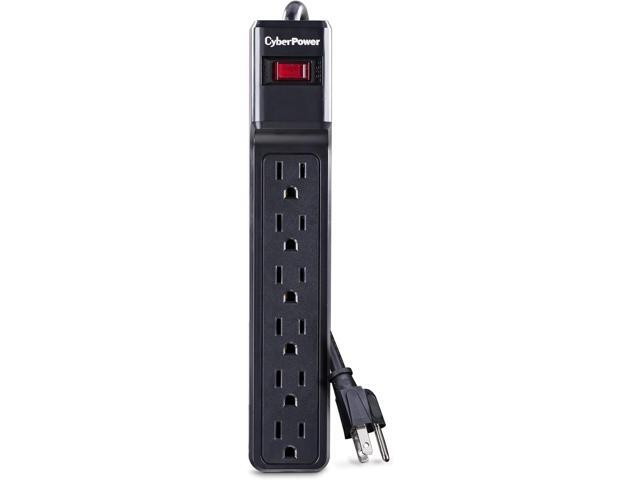 CyberPower CSB6012 Essential Surge Protector, 1200J/125V, 6 Outlets, 12ft Power Cord, Black