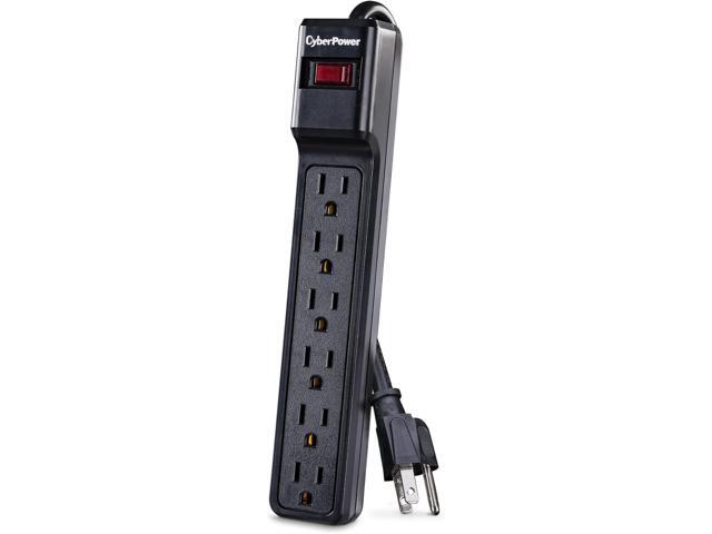 CyberPower CSB6012 Essential Surge Protector, 1200J/125V, 6 Outlets, 12ft Power Cord, Black