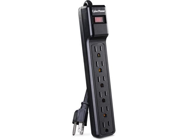 CyberPower CSB6012 Essential Surge Protector, 1200J/125V, 6 Outlets, 12ft Power Cord, Black