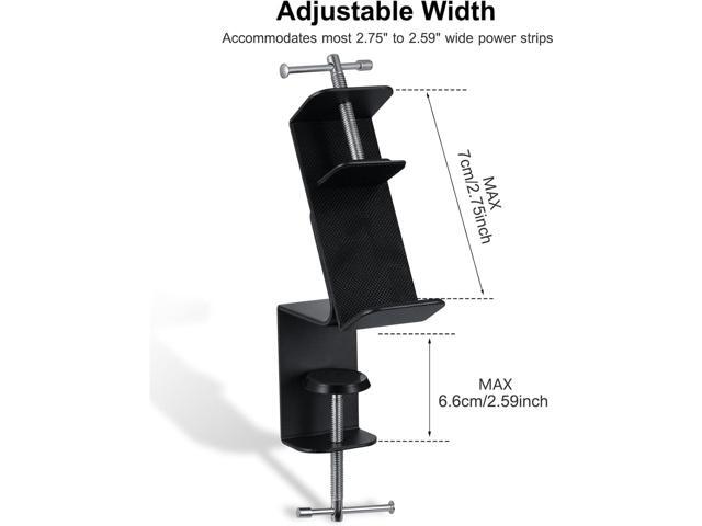 Desk Clamp for Power Strip - Removable Holder for Desk Edge - Sturdy Table Mount - Fits 2.55' to 4.13' Width - Black