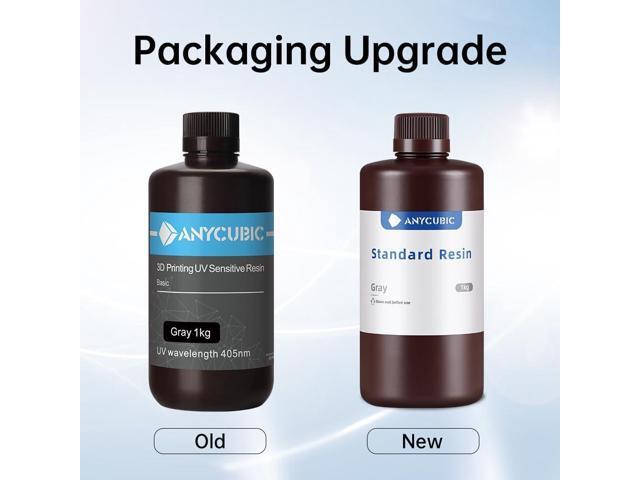 ANYCUBIC 3D Printer Resin, 405nm LCD UV-Curing Resin, High Precision & Rapid Photopolymer 3D Resin for LCD/DLP/SLA Resin 3D Printer (Grey, 1kg)