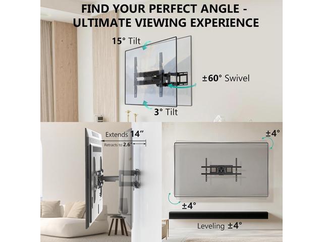 WALI Full Motion TV Wall Mount for 3270 Inch TVs Heavy Duty Dual Articulating Mount with Swivel, Tilt & Extension VESA up to 400x400mm Fits...
