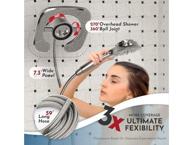 PRIMSOPH Shower Head Handheld Spray Combo 10 Mode Spray Settings Magnetic 2-in-1 High Pressure Dual Showerhead Auto-Switch Square Combination,...