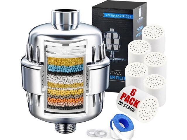 Beati Faucet Chrome Shower Filter with KDF-55, Alkaline Carbon, Vitamin C & E 6 Cartridges Hard-Water Softener Removes Chlorine, Fluoride &...