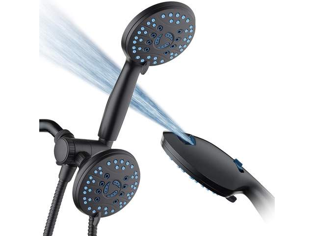 Hotel Spa AquaCare As-Seen-On-TV High Pressure 48-setting Rain & Handheld 3-way Shower Head Combo - Anti-clog Nozzles/Tub, Tile & Pet Power...