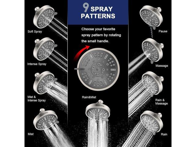 HOPOPRO Upgraded 9 Settings High Pressure Shower Head, NBC News Recommended Brand Fixed Showerhead Bathroom Showerhead Multi-functional Rainfall...