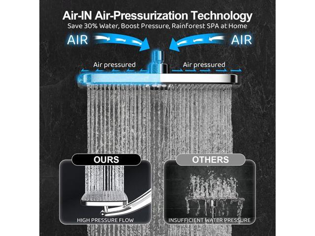 Rain Shower Head with Handheld High Pressure rainfall Shower Heads with Handheld Spray Combo Adjustable one-piece stand daul shower head Built-in...