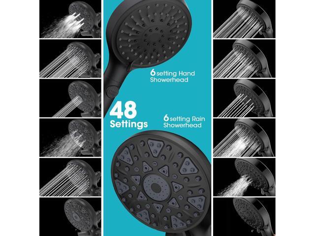 FASDUNT Dual Handheld Shower Head Combo, Enjoy 6-Setting Rain Showerhead and 6-Setting Hand Held Shower Separately or Together, 2 in 1 Showerhead...