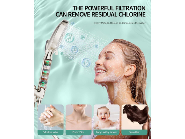 Filtered Shower Head with Handheld, High Pressure 9 Spray Mode Brushed Nickel Showerhead with Filters, detachable shower head,Water Softener...