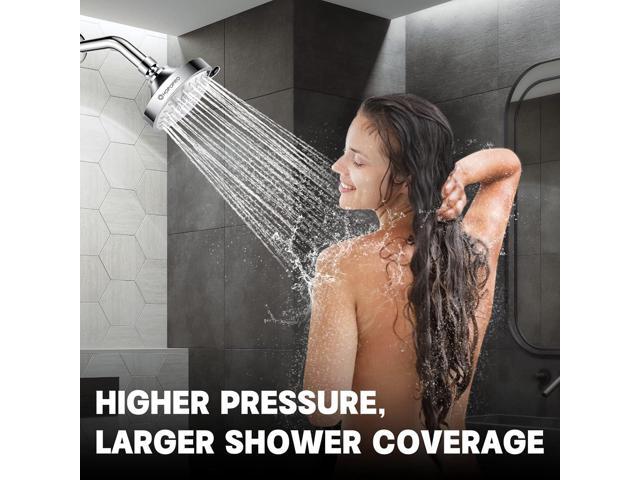 HOPOPRO 5-Mode High Pressure Shower Head - The Washington Post, NBC News, Today TV Show Recommended - High Flow Fixed Showerheads (4 Inch Silver)