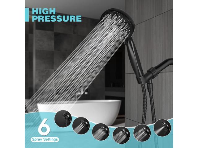 JDO Shower Head with Handheld, High Pressure Handheld 6 Settings, Detachable Shower Head Set with Stainless Steel Hose and Shower Bracket (Matte...