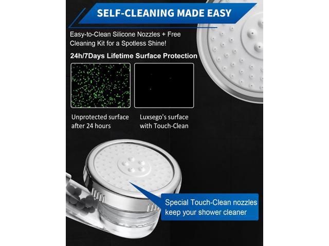 Luxsego Filtered Shower Head for Hard Water, High Pressure 3 Modes Shower Heads with Handheld Spray, Water Softener Showerhead Set with Mineral...