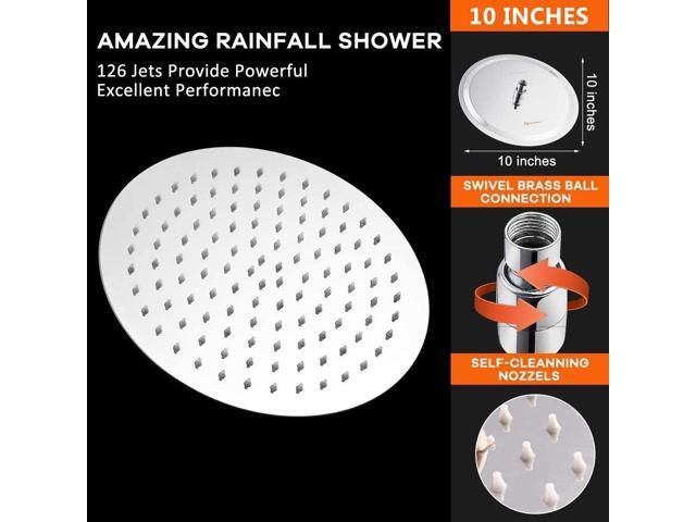 NearMoon Rain Shower Head, Ultra-Thin Design-Pressure Boosting, Awesome Some Experience, High Flow Stainless Steel Rainfall Head (10 Inch, Chrome...