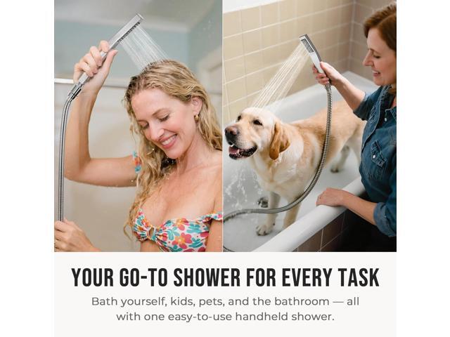 G-Promise All Metal 8 Inch Dual Square Shower Head with Handheld Spray Combo, Rain Shower Head, Adjustable Extension Arm, Smooth 3-Way Diverter, 71...