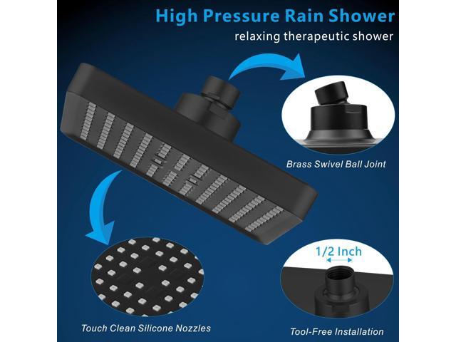 Voolan High Pressure Rain Shower Head - Luxury Modern Look - The Adjustable Replacement For Your Bathroom Showerhead - 6' Square High Flow Pressure...