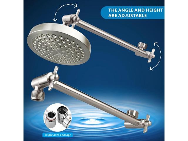 High Pressure Rain Shower Head with 11'' Extension Arm - High Flow Rainfall Showerhead - Luxury Modern Look - Pressure Boosting (Round, Brushed...