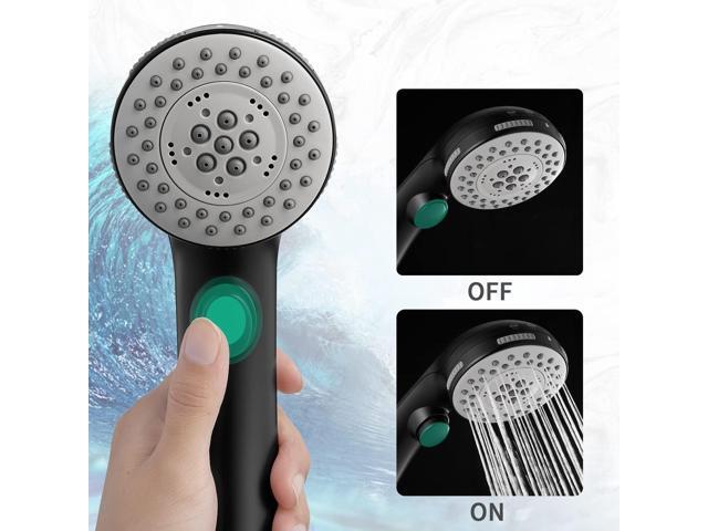 DOILIESE High Pressure 6 Setting Shower Head with Handheld, Shower Heads with ON/OFF Switch and Spa Spray - Matte Black