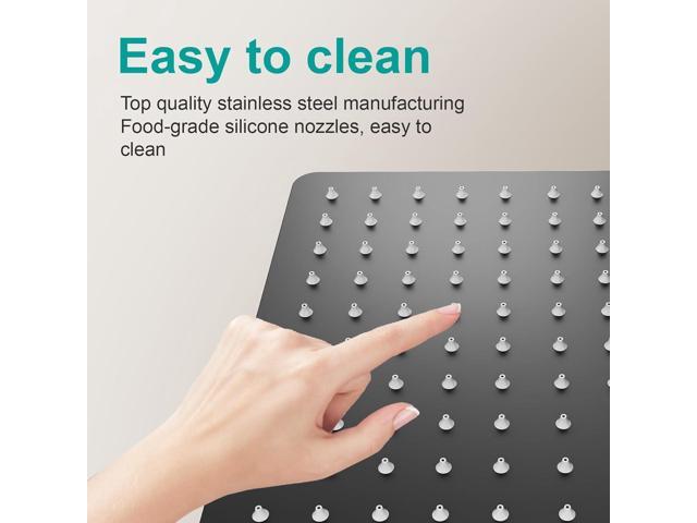 Square Rain Shower Head, High Flow Stainless Steel,Work with any decorative styleAll Metal Rainfall Shower Head (Matte Black, 8)