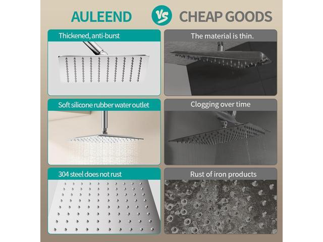 Square Rain Shower Head, High Flow Stainless Steel,Work with any decorative styleAll Metal Rainfall Shower Head (Matte Black, 8)