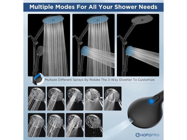 Dual Filtered Handheld Shower Heads Combo, HOPOPRO 15-Mode High Pressure Rainfall Showerheads Combo Set with Filter, for Hard Water, Removes...