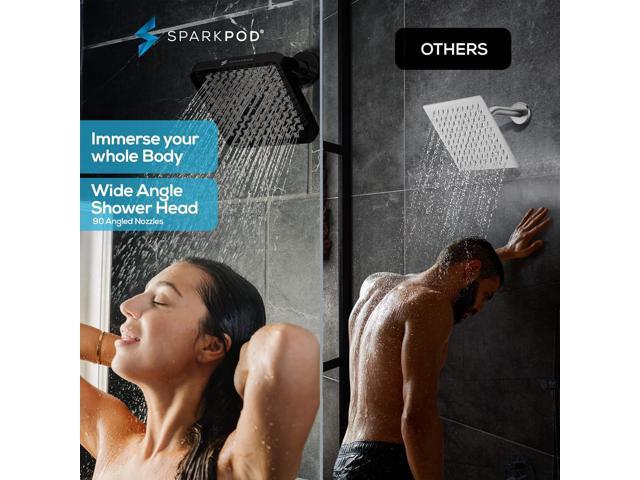 SparkPod Shower Head - High Pressure Rain - Premium Quality Luxury Design - 1-Min Install - Easy Clean Adjustable Replacement for Your Bathroom...