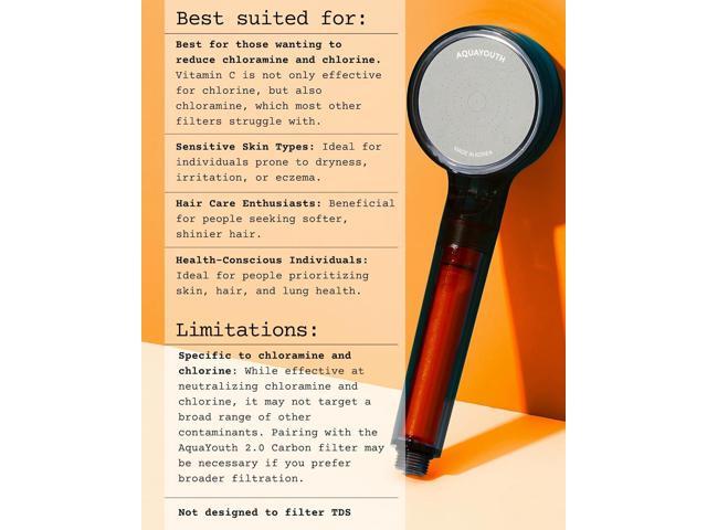 Vitamin C Handheld Shower Head Built-in Vitamin C + Ceramic Balls Reduces Chlorine & Chloramine, While Improving Skin and Hair Health