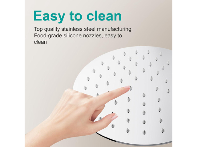 All Metal Rain Shower Head - Heavy Duty Stainless Steel, Easy Install, High Water Flow, Ultra-Thin Modern Design for Bathroom (Chrome, 8)