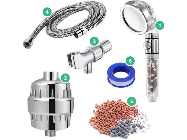 Original StoneStream EcoPower High Pressure Handhled Shower Head + Shower Filter + Wall Adapter Kit