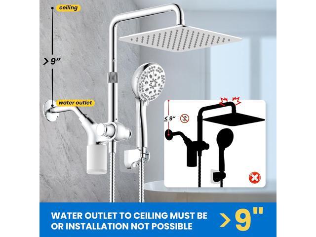 Ryamen Upgraded Dual Shower Heads Combo, 10 inch Filtered Shower Head with Handheld, 3-Way Rain Shower Head with Filters, 7 Settings Handheld...