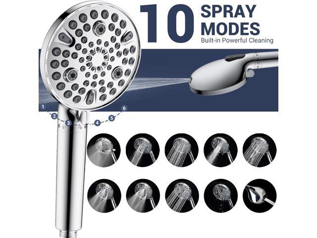 All Metal 3-Way Rain Shower Head,10 Spray High Pressure Showerhead Combo,Shower Filter Head For Hard Water, Adjustable Bar Upgrade Dual Shower...